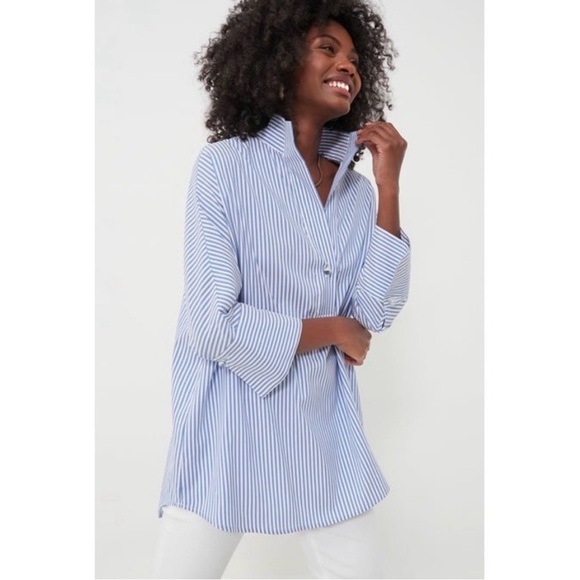 Tops - Tuckernuck Willow Striped Blue Blouse Medium EUC
